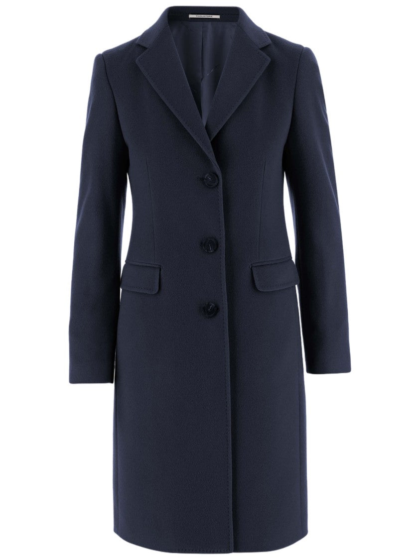 Tagliatore Single-Breasted Cashmere Coat With Lapel Collar And Buttoned Cuffs