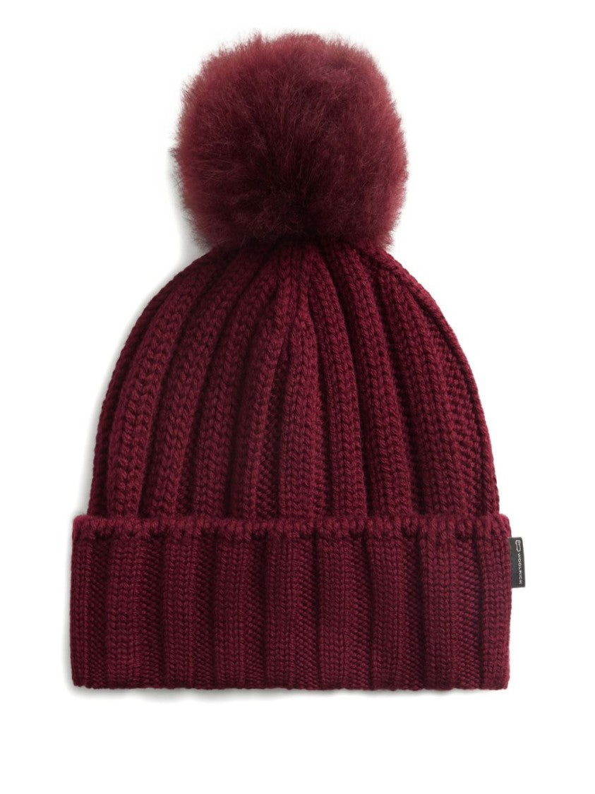 Woolrich Ribbed Wool Hat With Detachable Pom-Pom