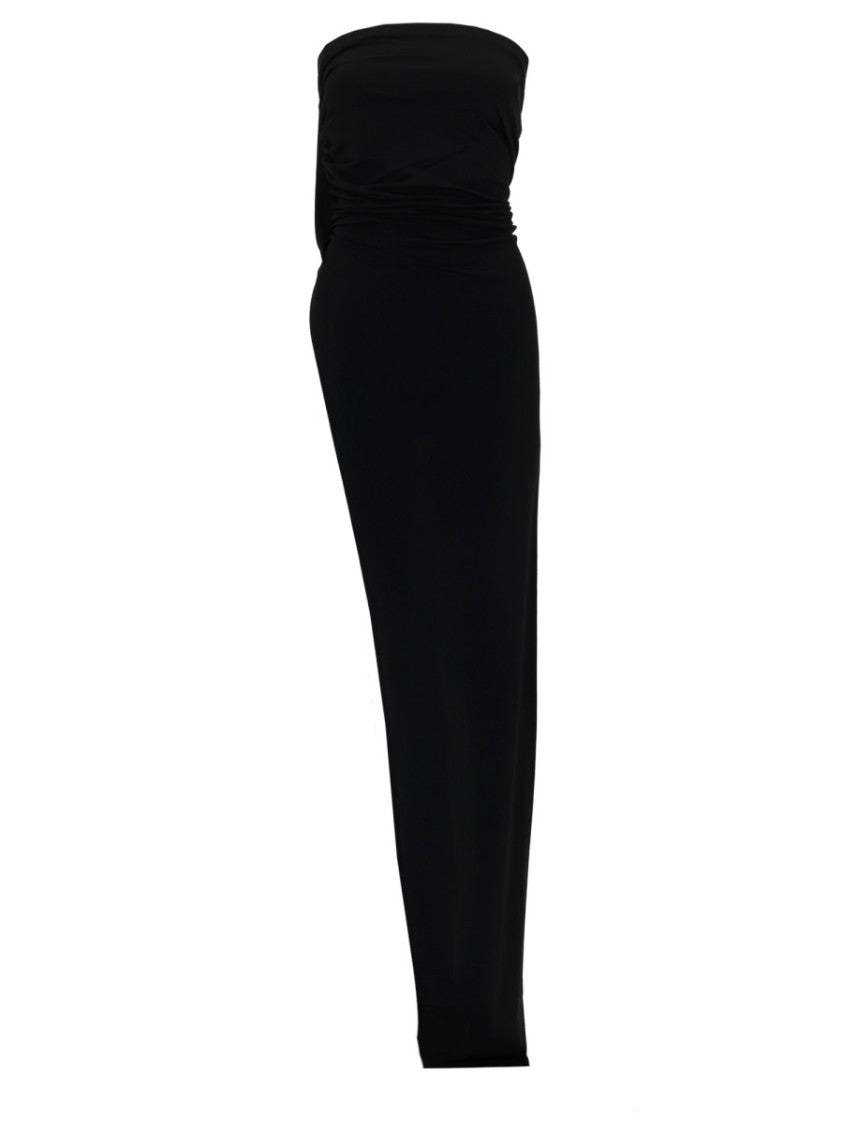 Rick Owens X Lilies Strapless Subtle Ruching Viscose Midi Dress
