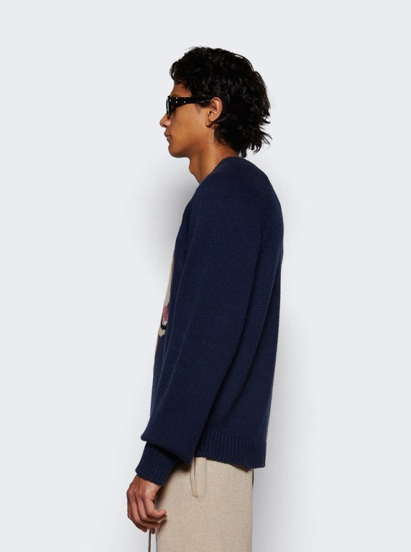 The Elder Statesman Retriever Raglan Sweater Navy