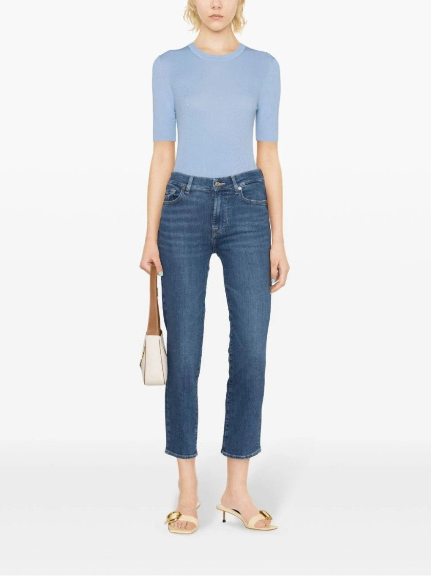 P.A.R.O.S.H. Ribbed Texture Short-Sleeved Knit Top