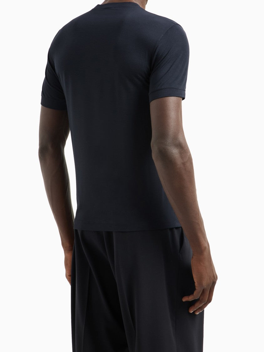 Giorgio Armani Blue Slim Fit Cursive Script T-Shirt