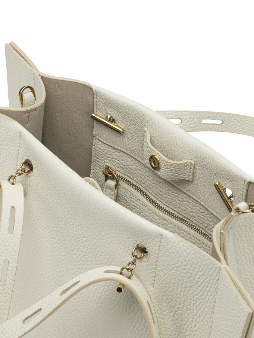 Minobossi Textured Leather Shoulder Bag With Adjustable Straps And Gold-Tone Accents