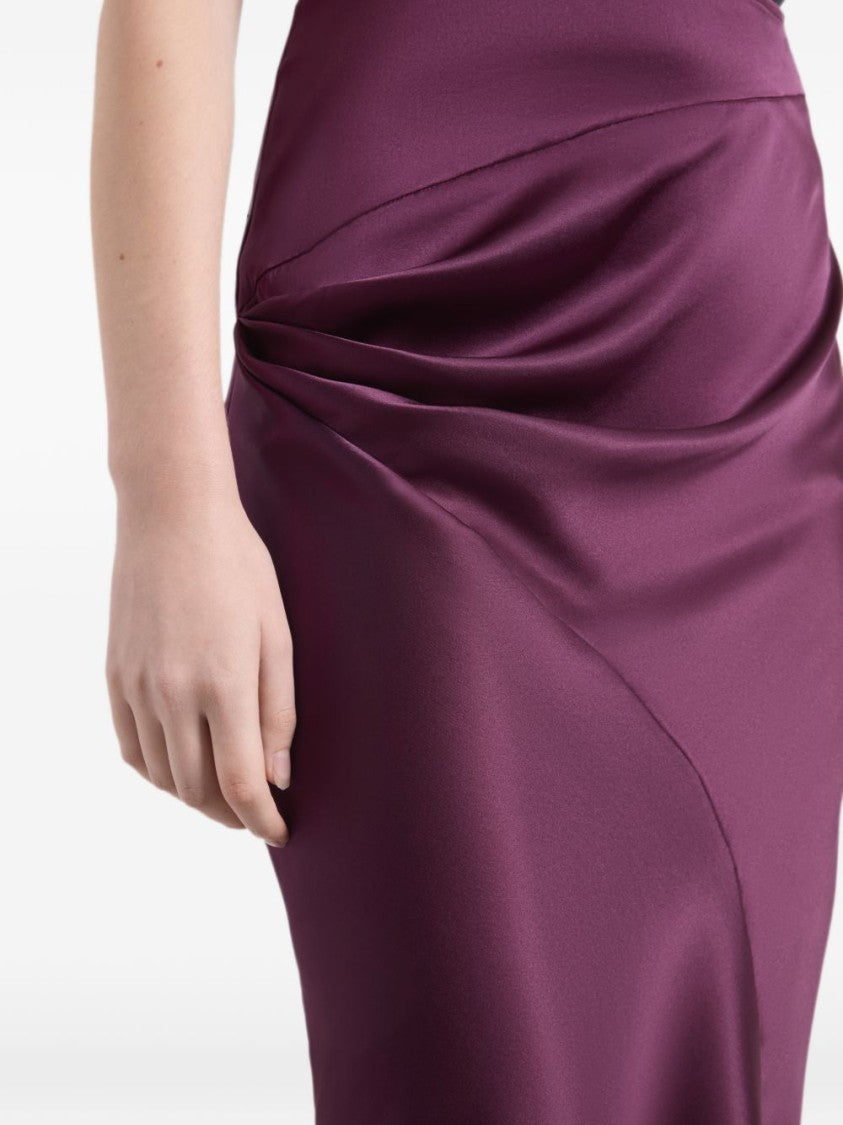 Nina Ricci Midi Skirt With Asymmetrical Draped Detail In Rich Plum