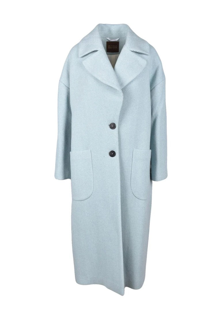 Bottega Martinese Wool Coat - Light Blue