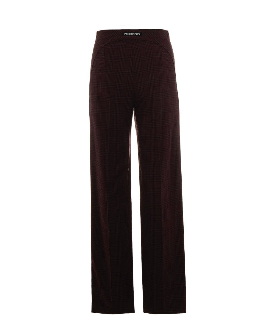 Patrizia Pepe Flowing Checked Pants – Purple Red