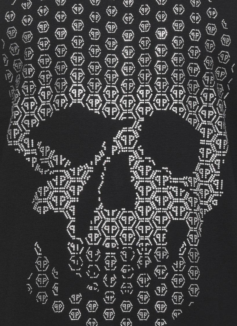 Philipp Plein Black Skull Strass Cotton T-Shirt