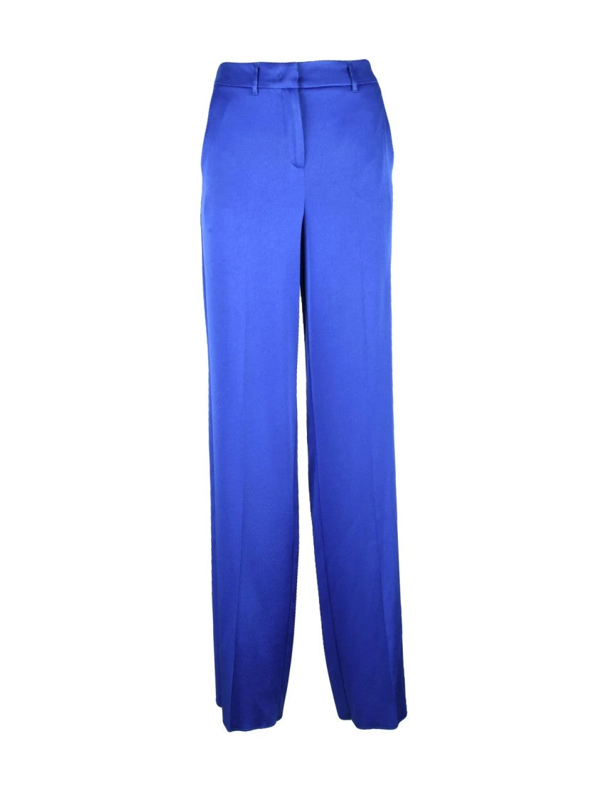 Marella High-Waisted Satin Trousers With Zip Closure And Pockets