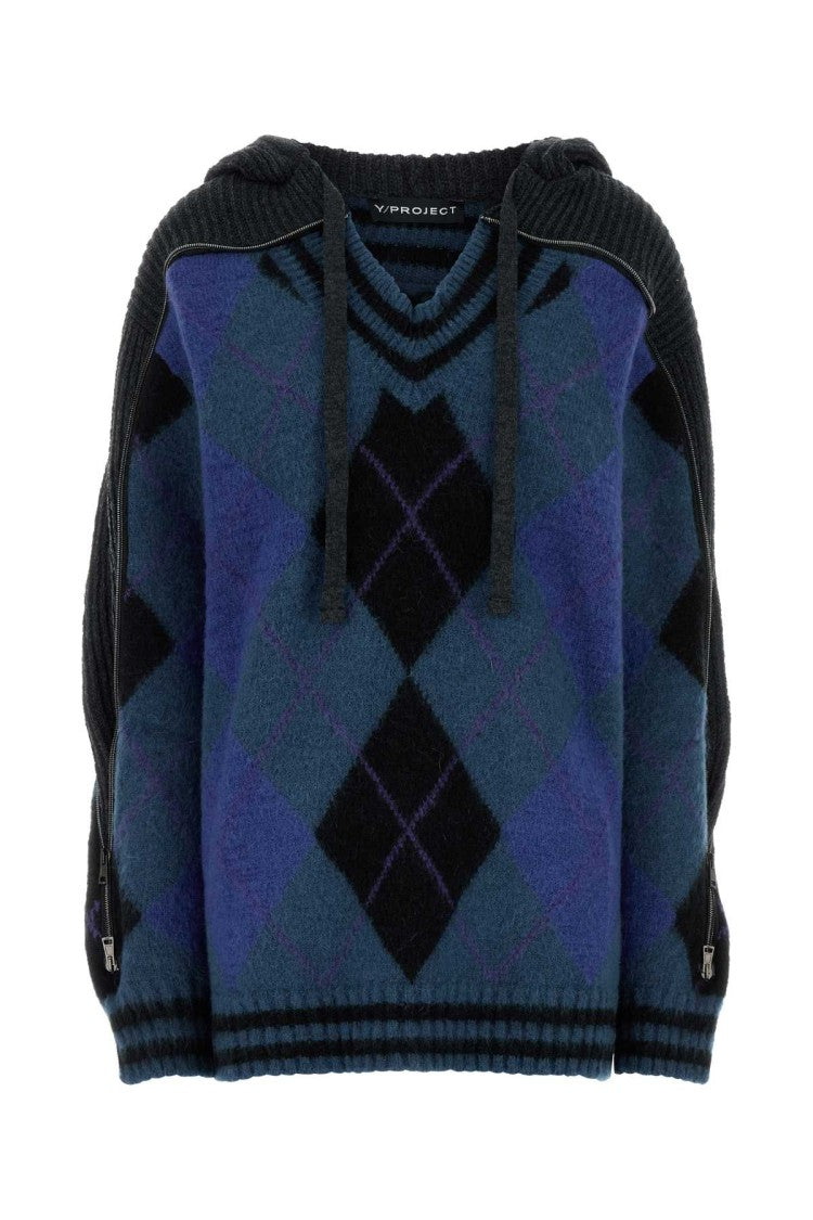Y/Project Embroidered Stretch Cotton Blend Oversize Sweater