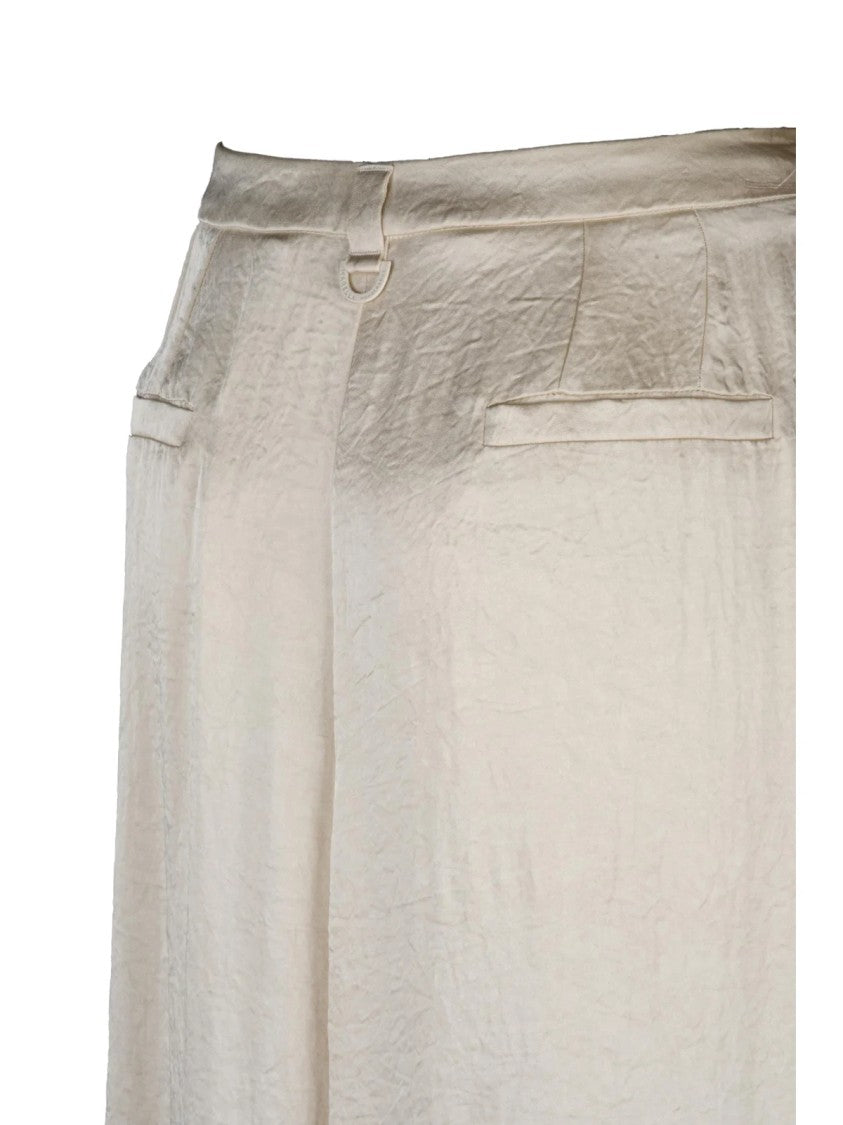 Marella Monochrome Pleated Waist Wide-Leg Trousers With Satin Finish