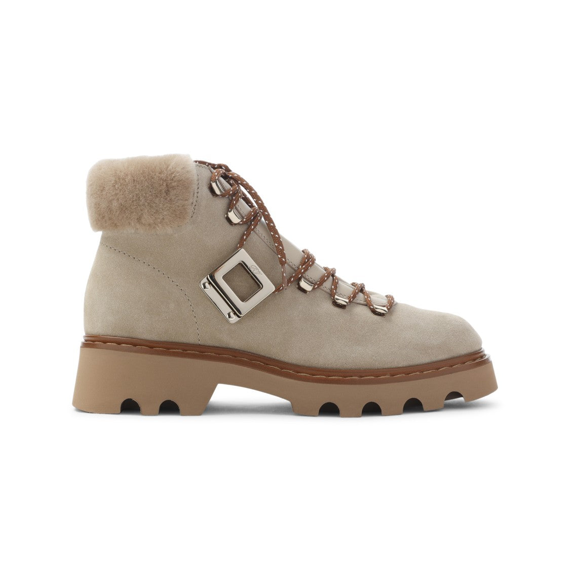 Roger Vivier Suede Ankle Boots With Fur Collar