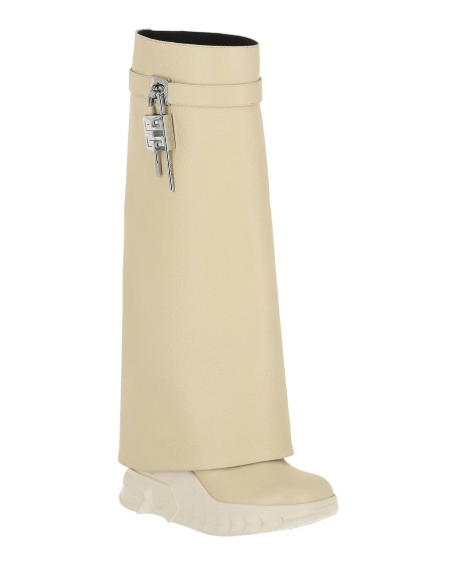 Givenchy Shark Lock Biker Boots In Grained Leather