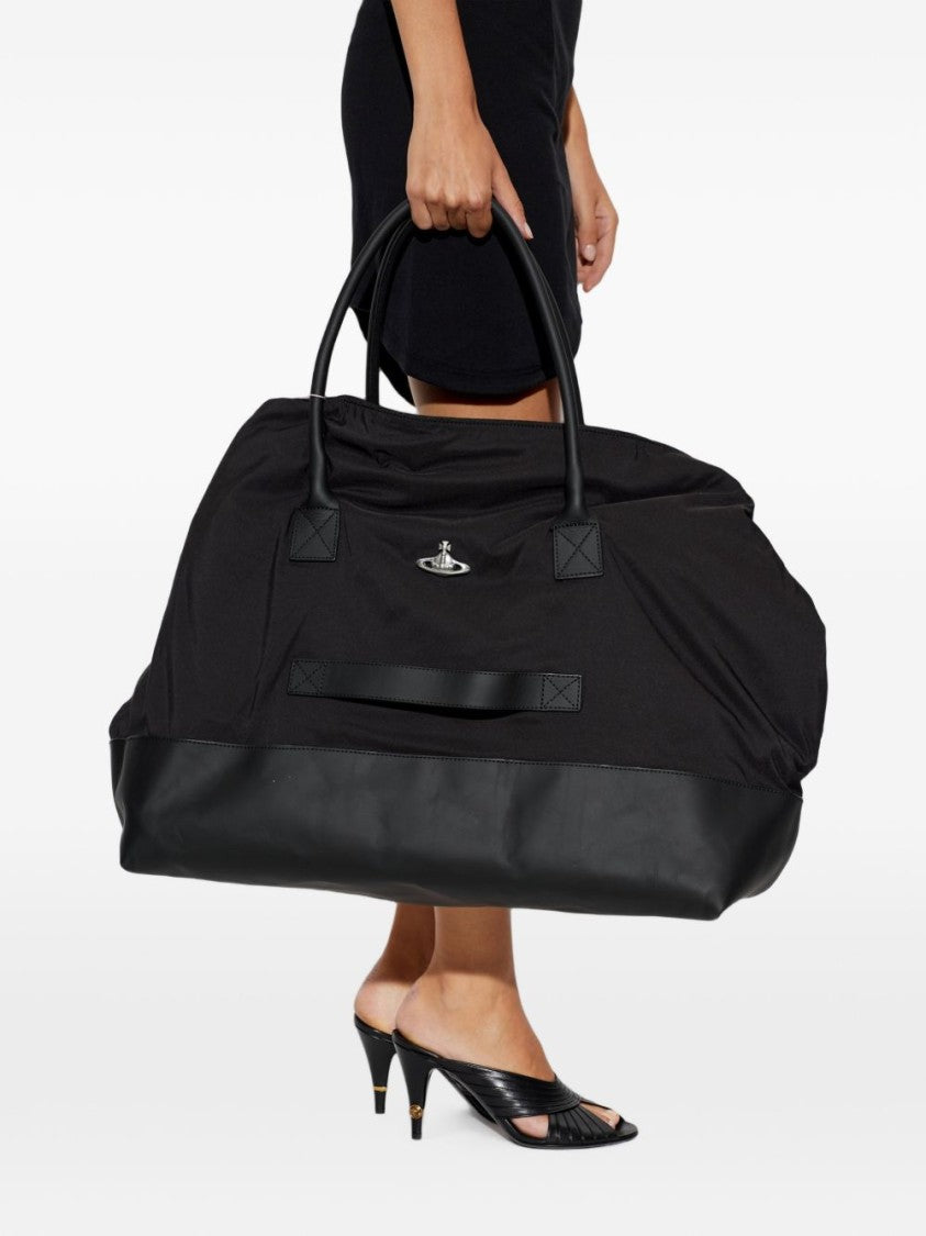 Vivienne Westwood Spacious Black Duffle Bag With Leather Base