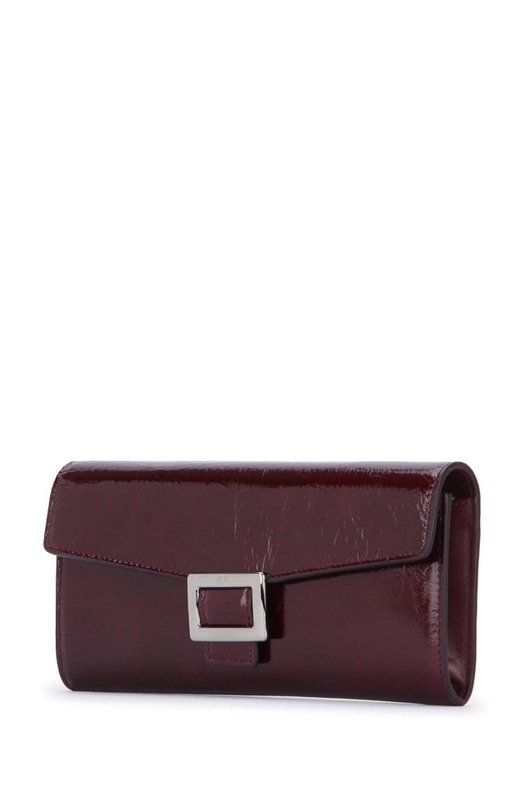 Roger Vivier Burgundy Finish Clutch With Metallic Buckle