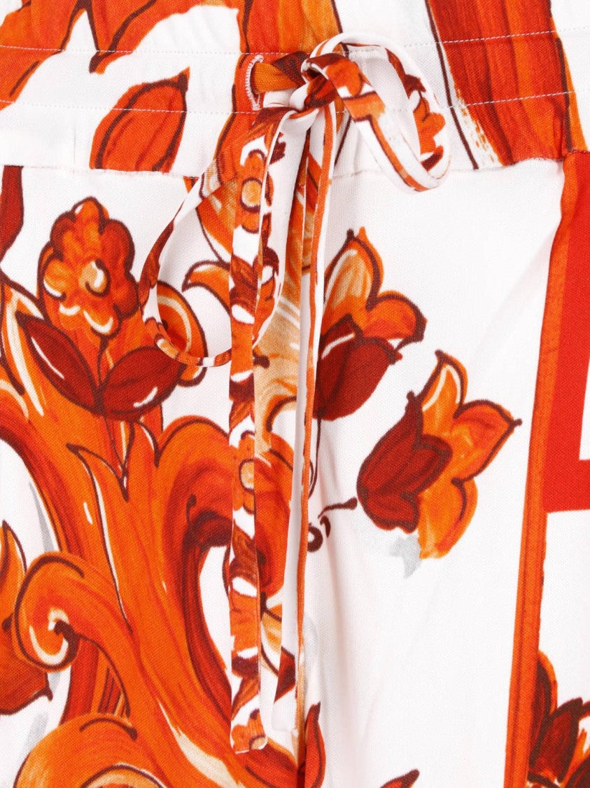 Dolce & Gabbana Multicolor Majolica Viscose Straight-Leg Pants