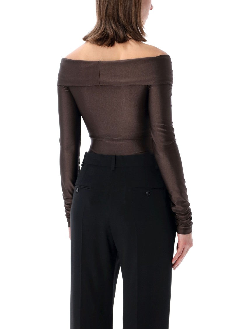 The Andamane Stretch Off-Shoulder Draped Bodysuit