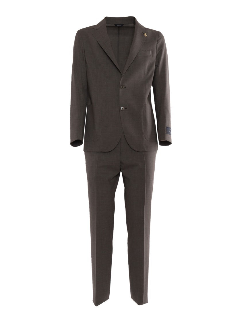 Tombolini Tailored Brown Wool Suit With Notch Lapel