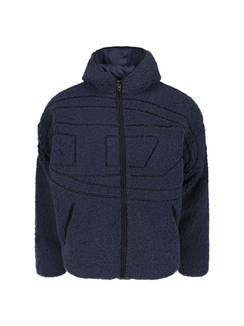 Diesel Blue S-Zat Teddy Hooded Zip Sweatshirt