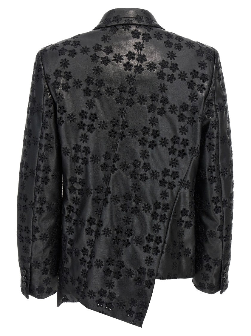 Comme Des Garçons Single-Breasted Blazer With Intricate Embroidery