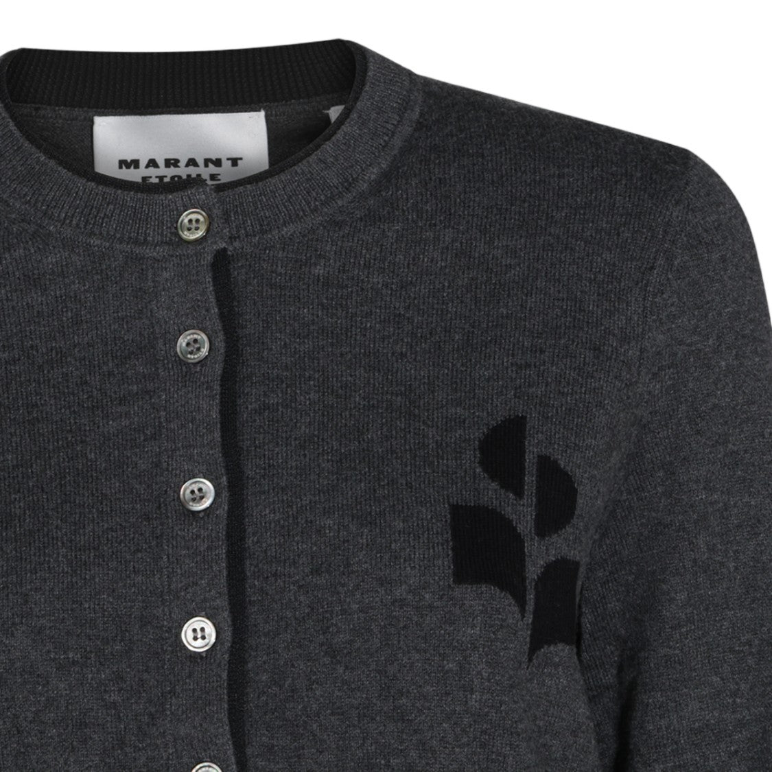 Isabel Marant Étoile Cropped Dark Grey Embroidered Cardigan