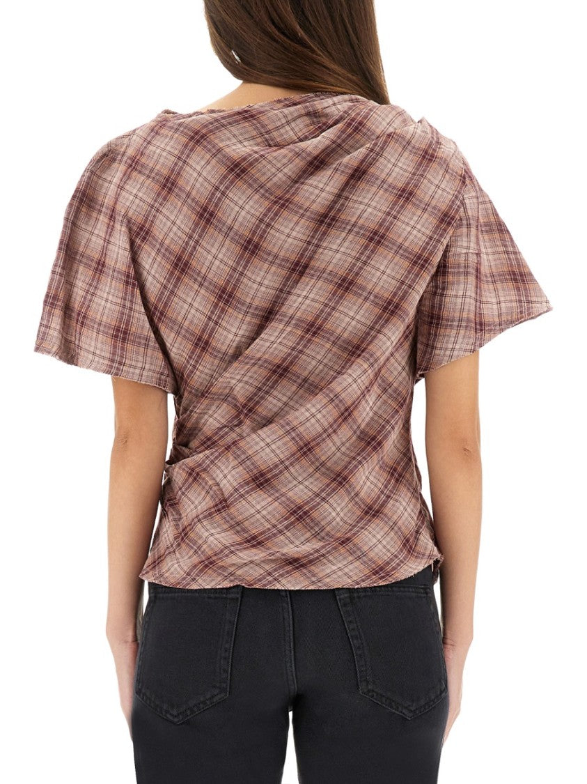 Isabel Marant Étoile "Neyala" Asymmetrical Plaid Top
