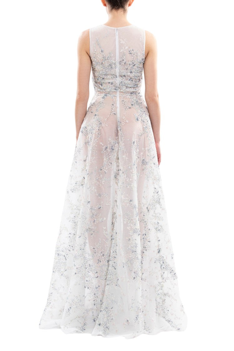 Saiid Kobeisy Intricately Embroidered Off-White Maxi Dress