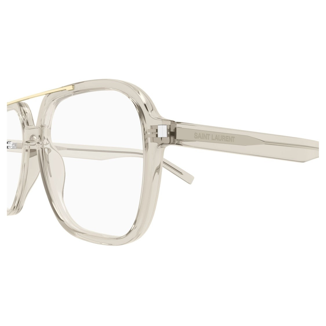 Saint Laurent Translucent Square Frame Sunglasses With Gold Accent