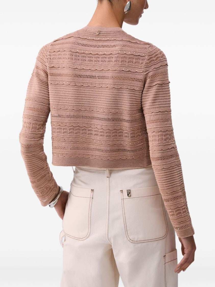 Liu Jo Pink Openwork Knit Cardigan