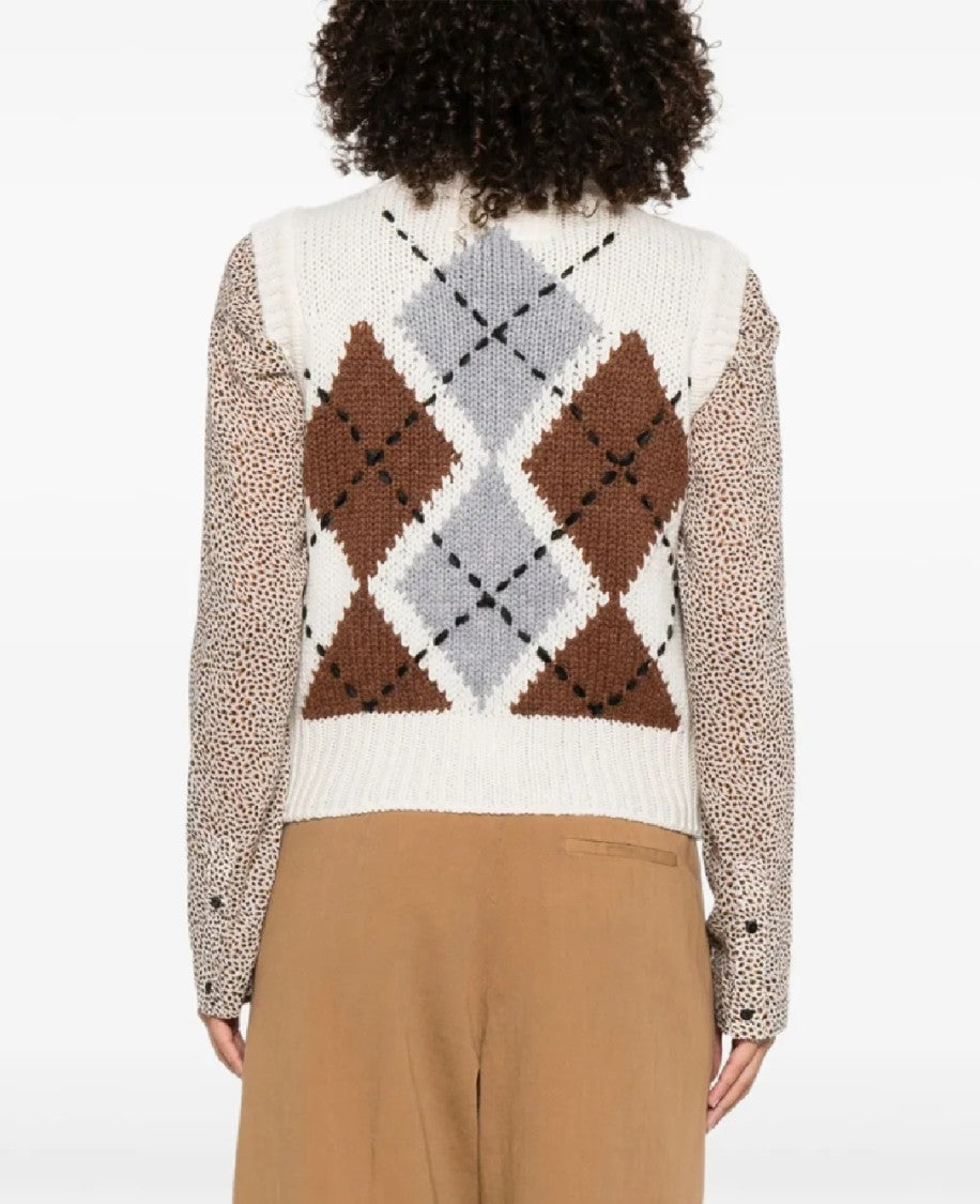 Ermanno Scervino Sleeveless Knitted Top With High Neckline