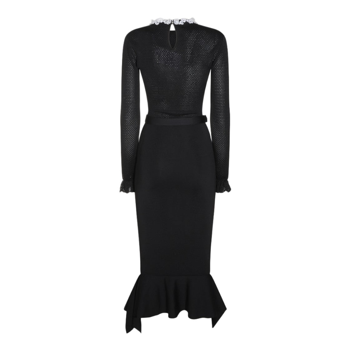 Self-Portrait Fitted Textured Knit Pearl Midi Dress