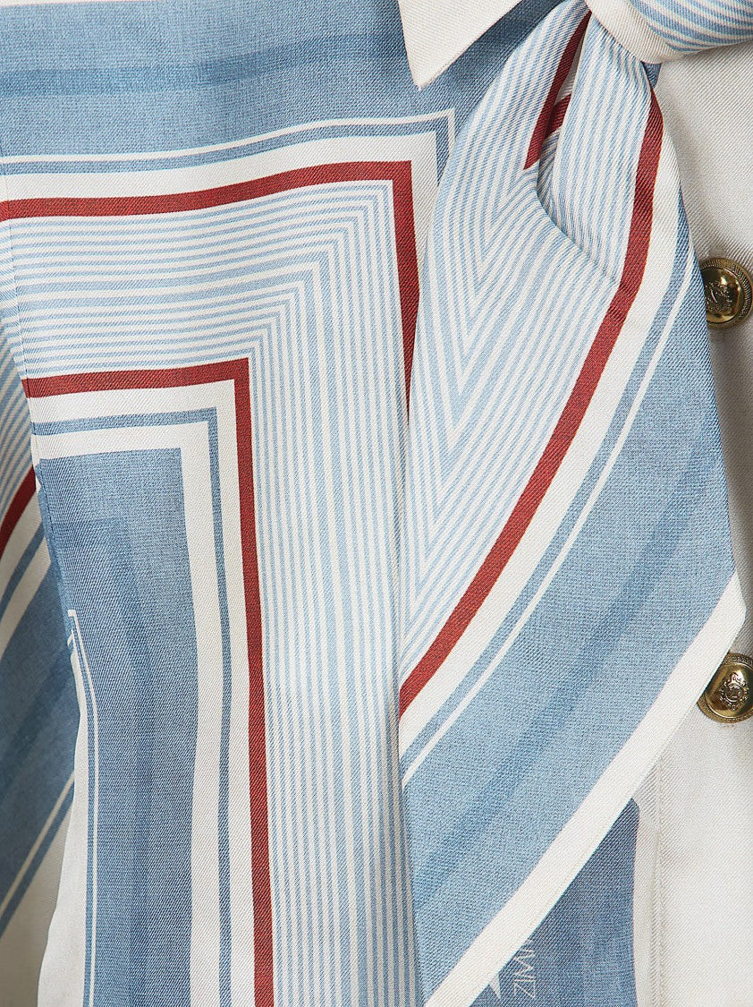 Zimmermann Twisted Romance Silk Shirt With Removable Bow And Geometric Pattern