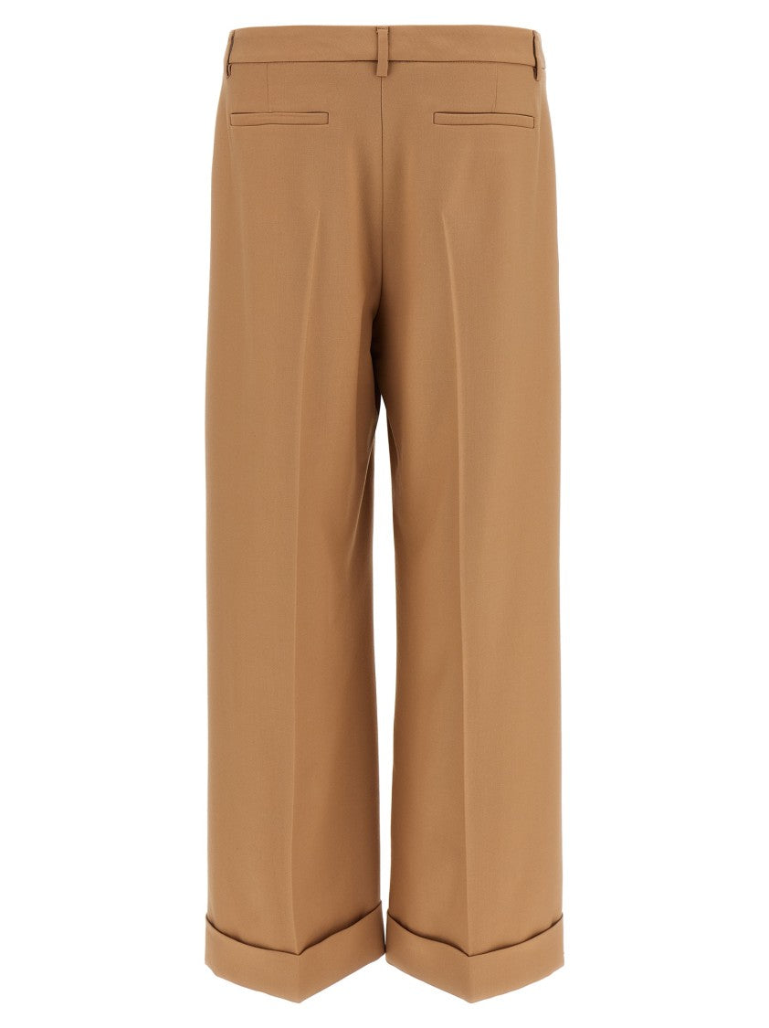 Valentino Garavani Wide-Leg Wool Gabardine Trousers With Turned-Up Hem