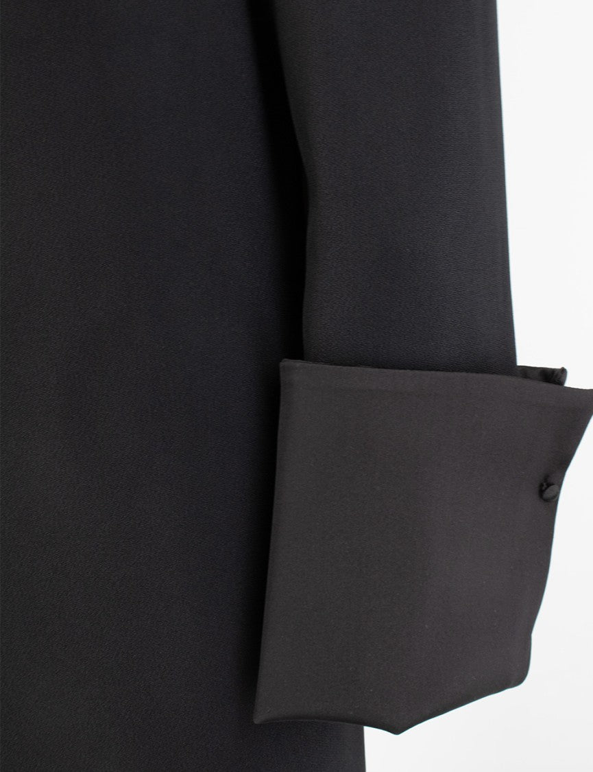 Ermanno Scervino Floor-Length Black Dress With Tailored Satin Cuffs