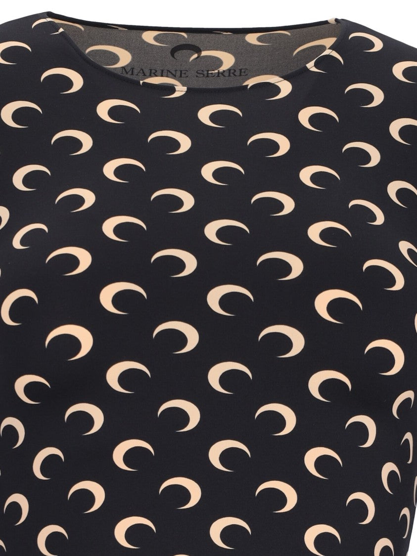 Marine Serre Black Moon Stretch Nylon Top