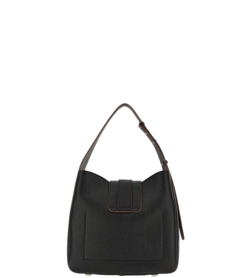 Hogan Pebbled Metallic Accent Shoulder Bag