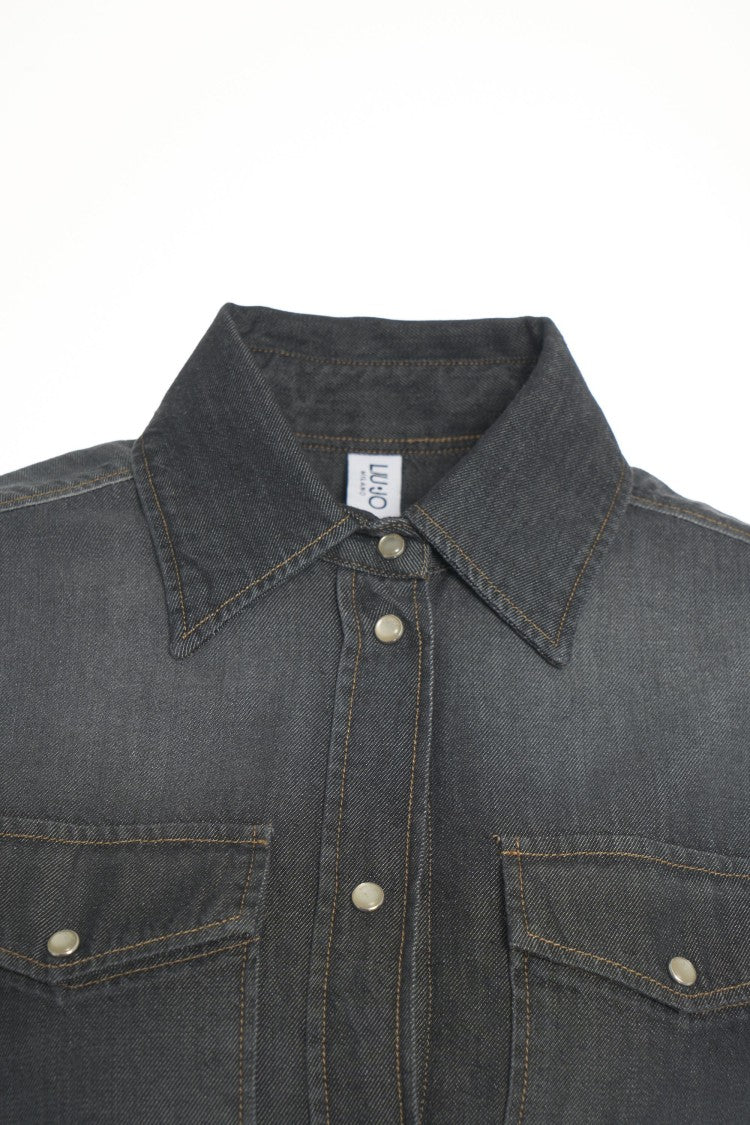 Liu Jo Denim Shirt With Lace Trim