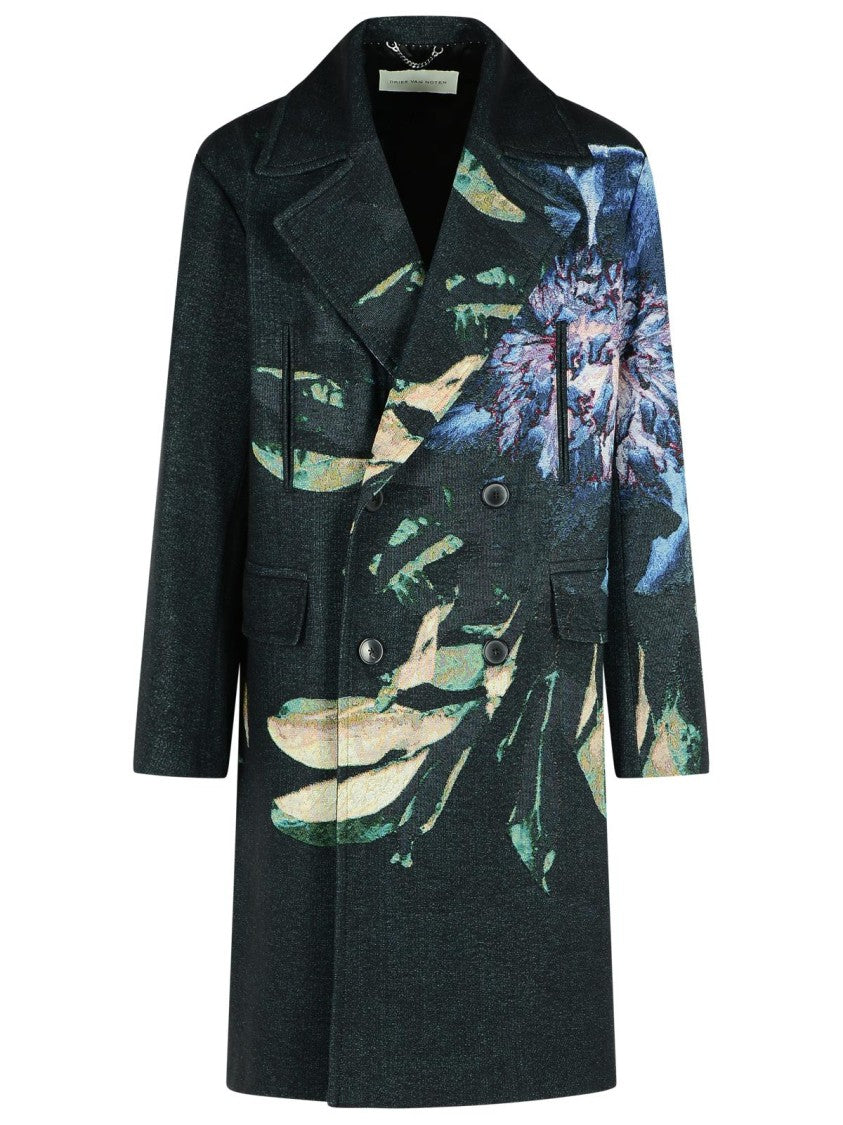 Dries Van Noten Blue Cotton Blend Coat