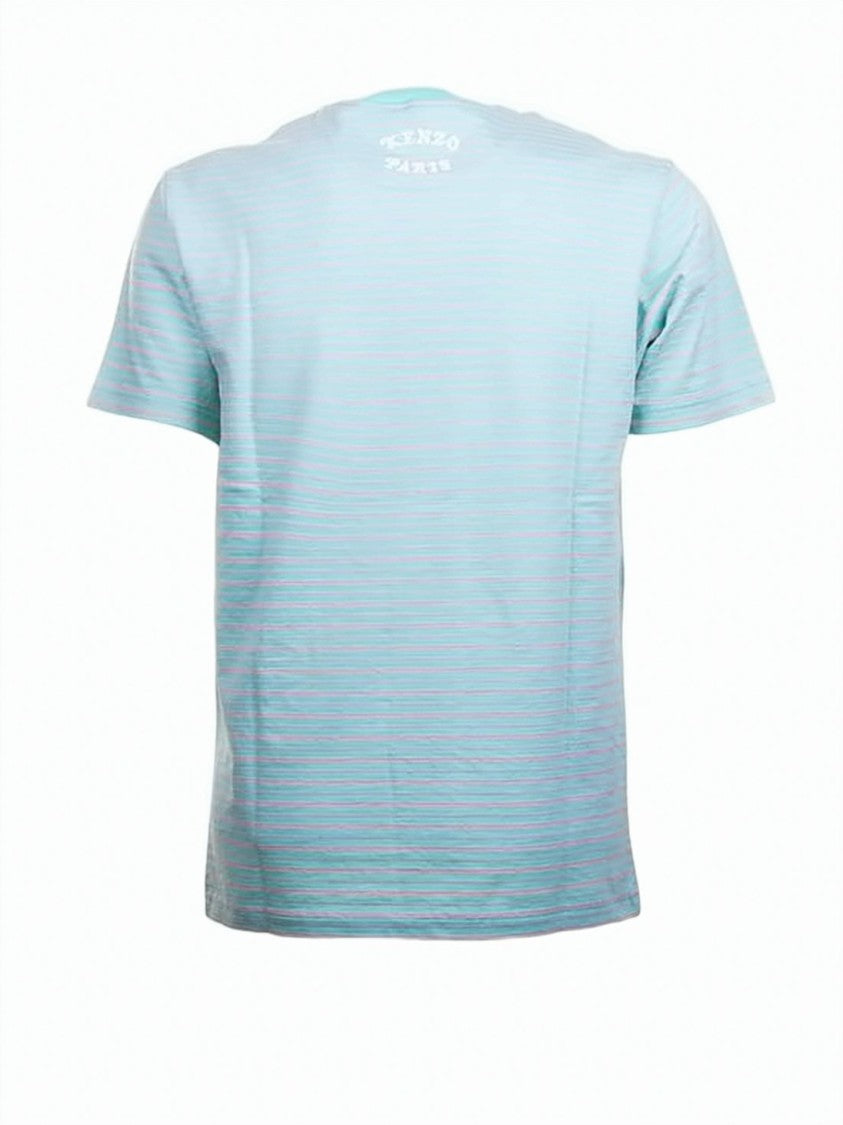 Kenzo Horizontal Stripe Crew Neck T-Shirt With Embroidered Emblem