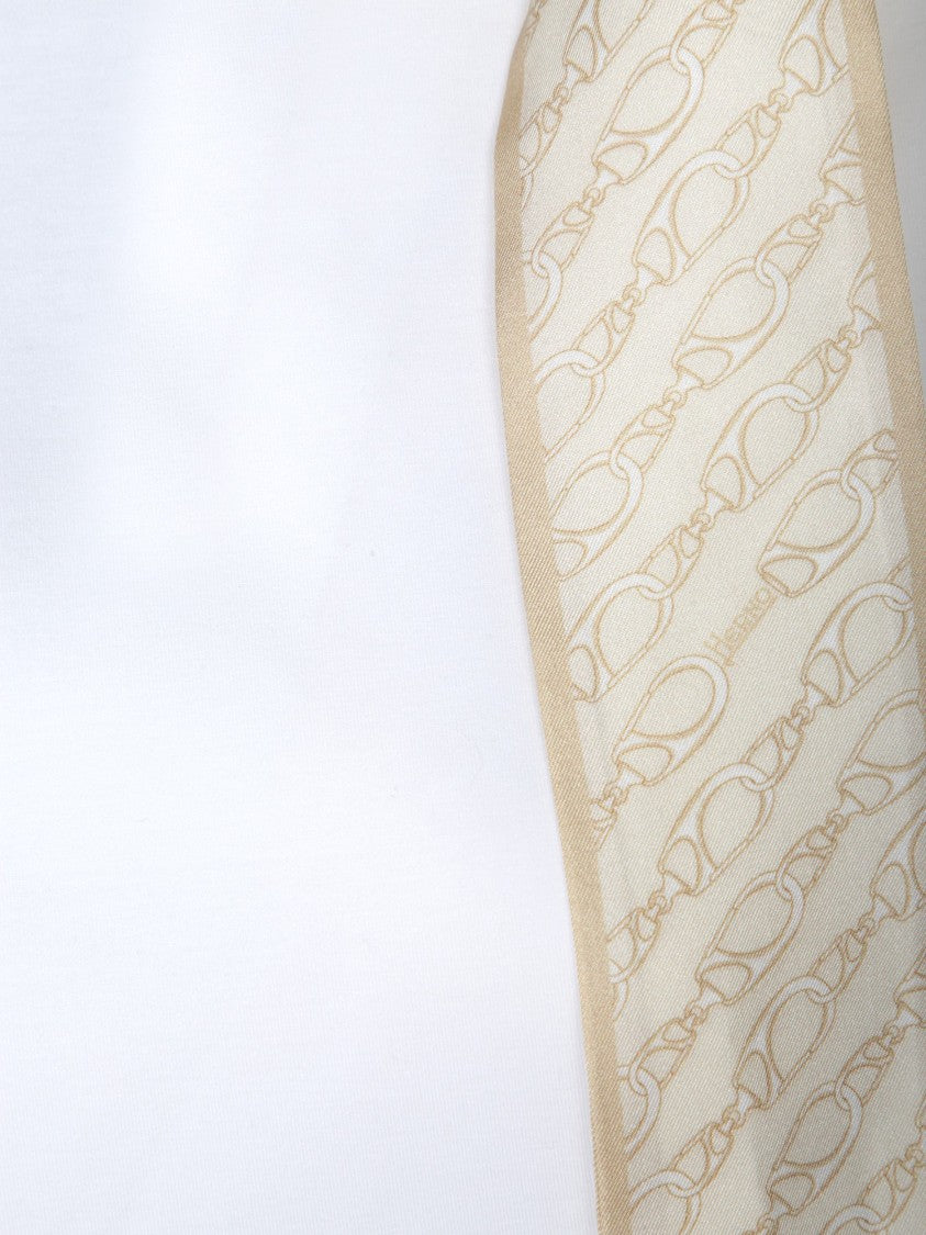 Herno White T-Shirt With Silk Scarf Detail