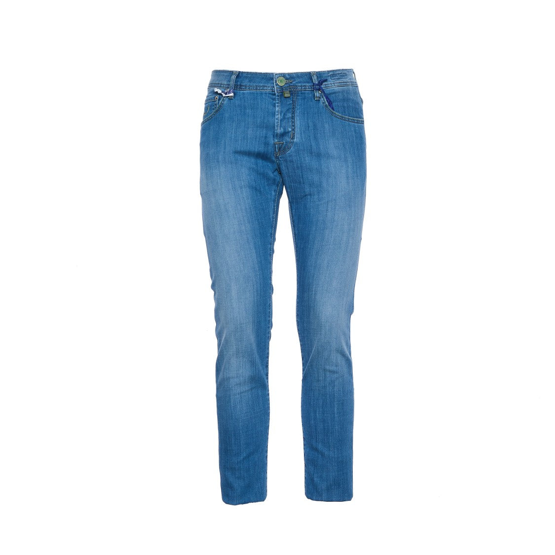 Jacob Cohen Slim-Fit Denim Jeans With Green Leather Accents And Accessories