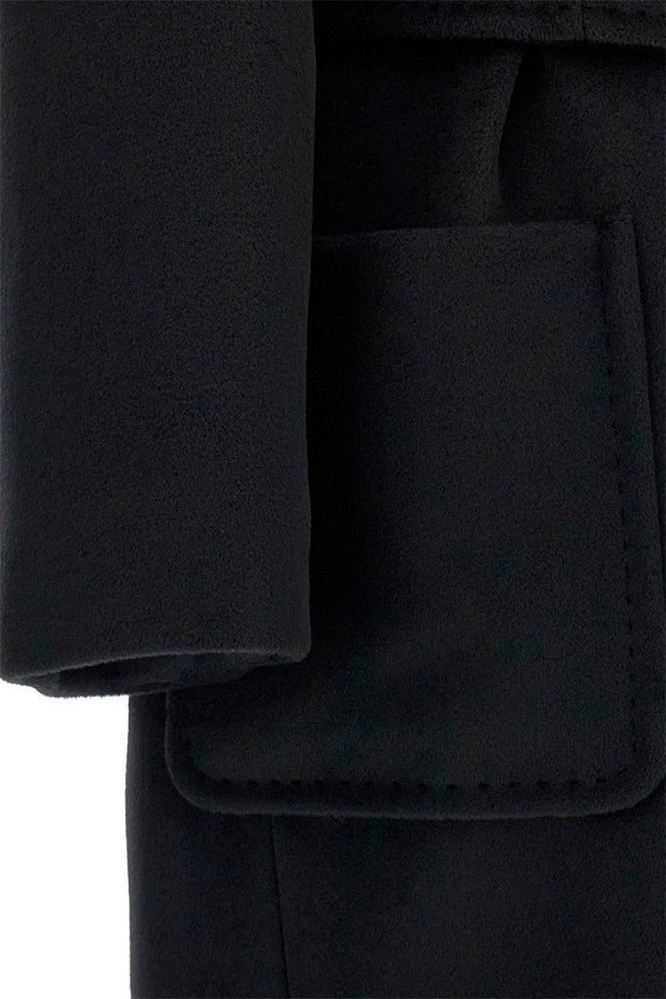 Max Mara Black Mstgiambo Belted Long Virgin Wool Coat