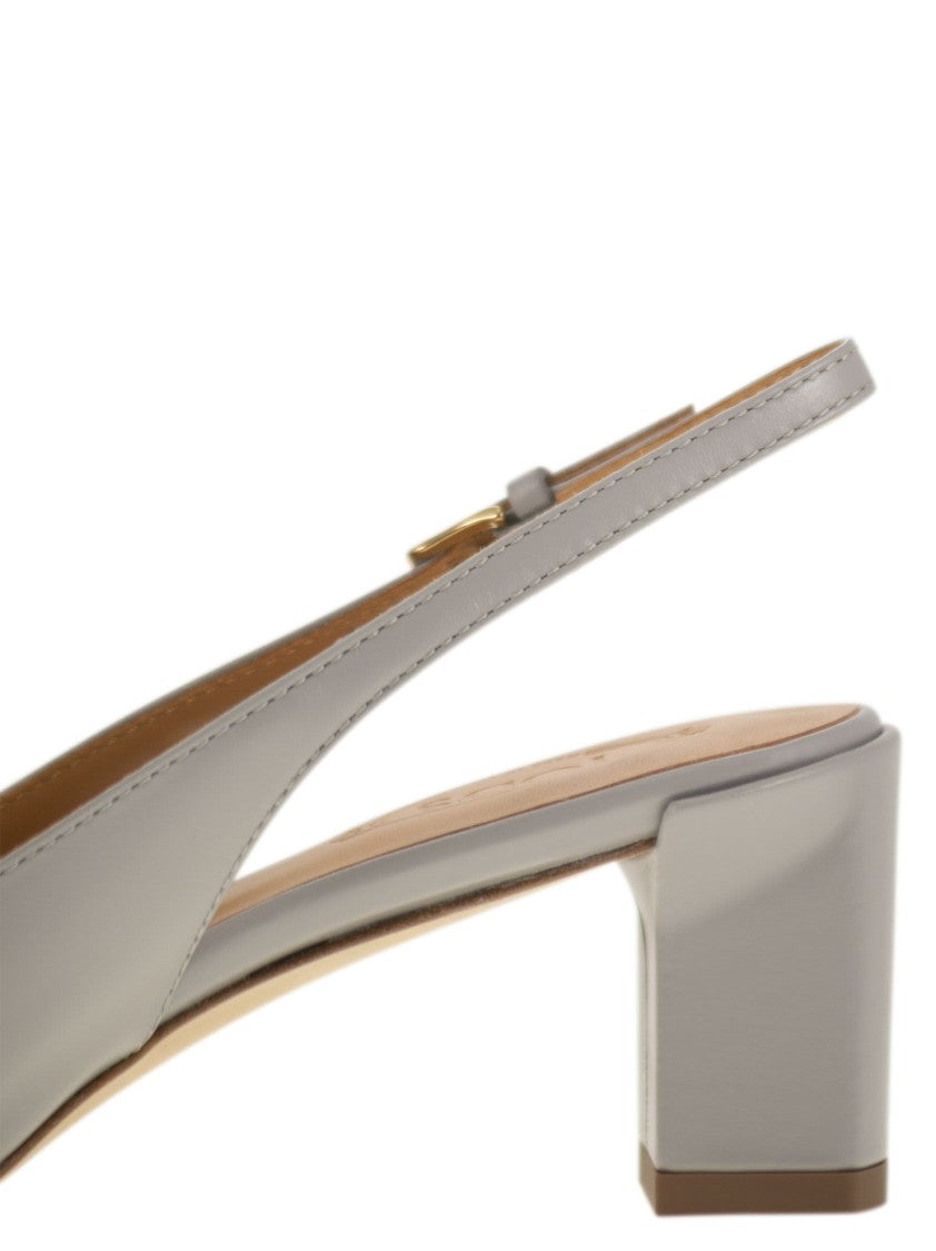 Tod's Calfskin Leather Slingback Pump With Geometric Heel