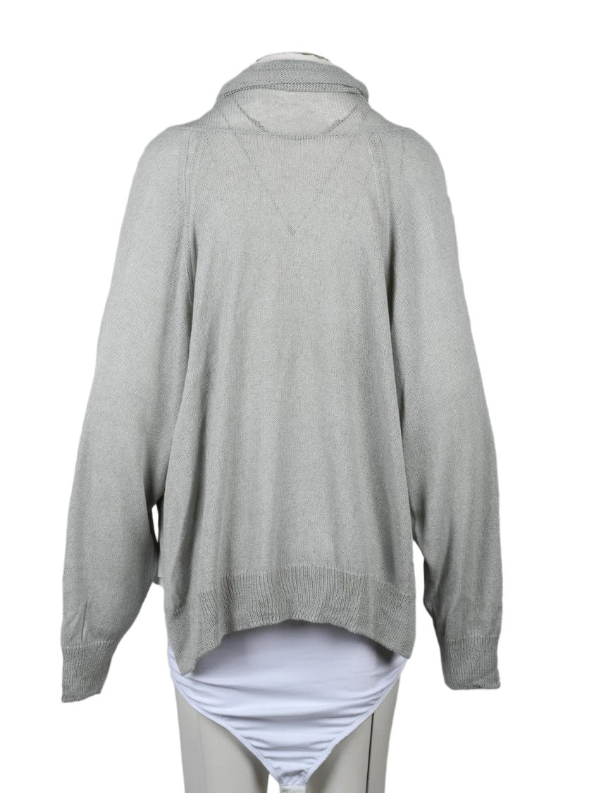 Yohji Yamamoto Light Grey Relaxed Fit Open Rayon-Blend Cardigan