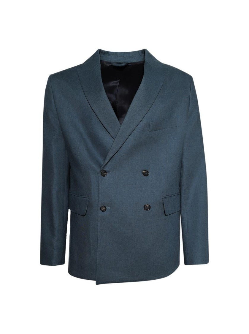 Bode Lightweight Double-Breasted Suit Jacket - Teal