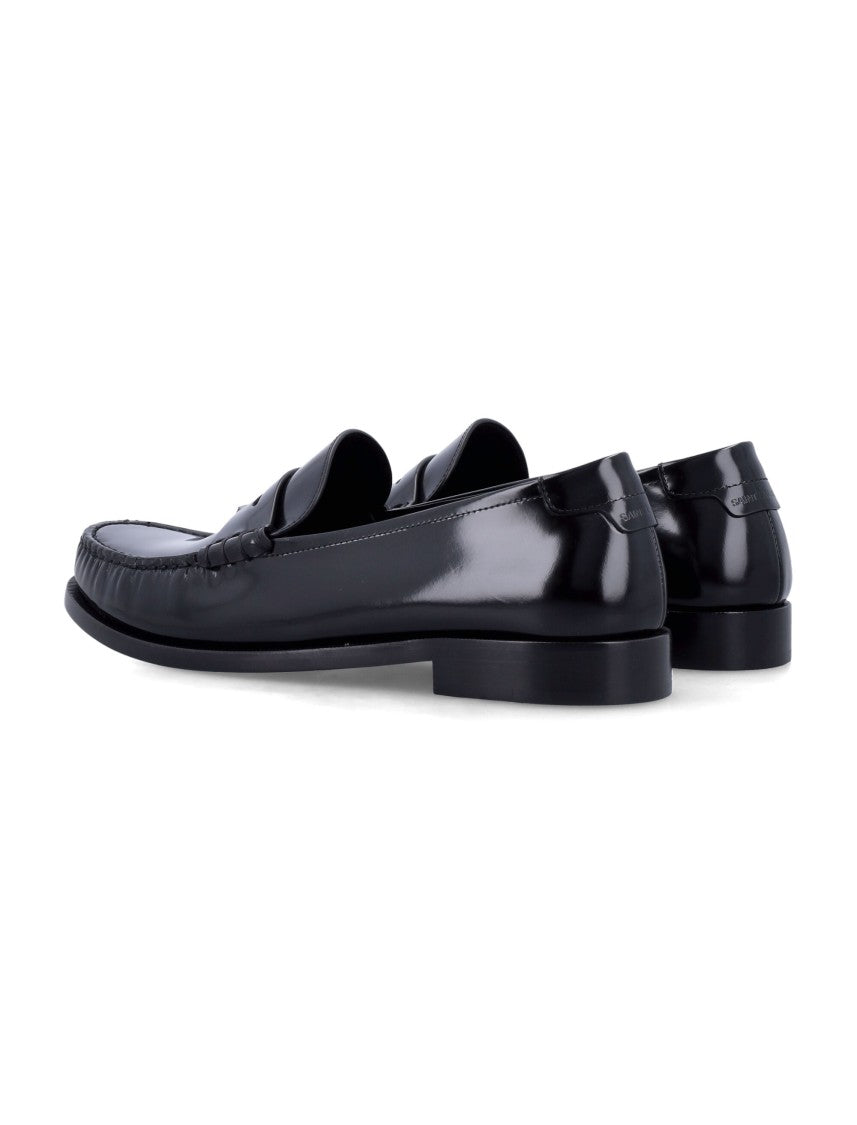 Saint Laurent Penny Loafers In Black Calf Leather