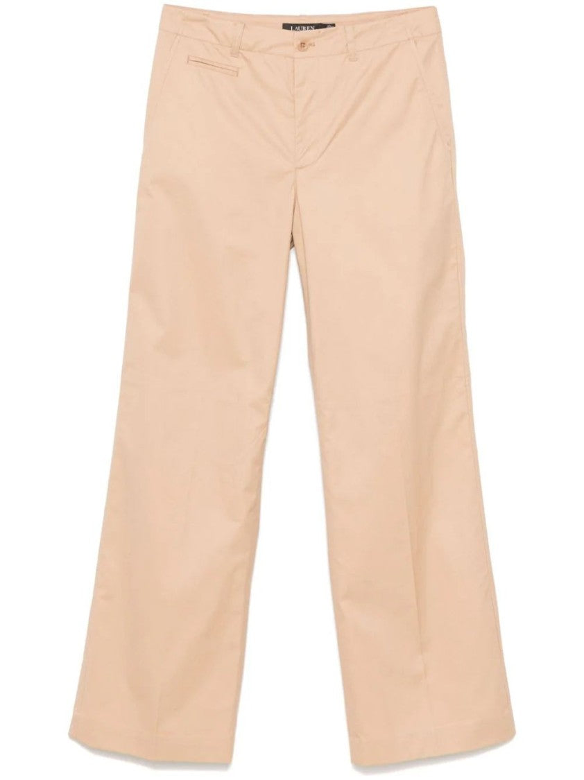 Lauren Ralph Lauren Flat Front Beige Trousers With Classic Cut