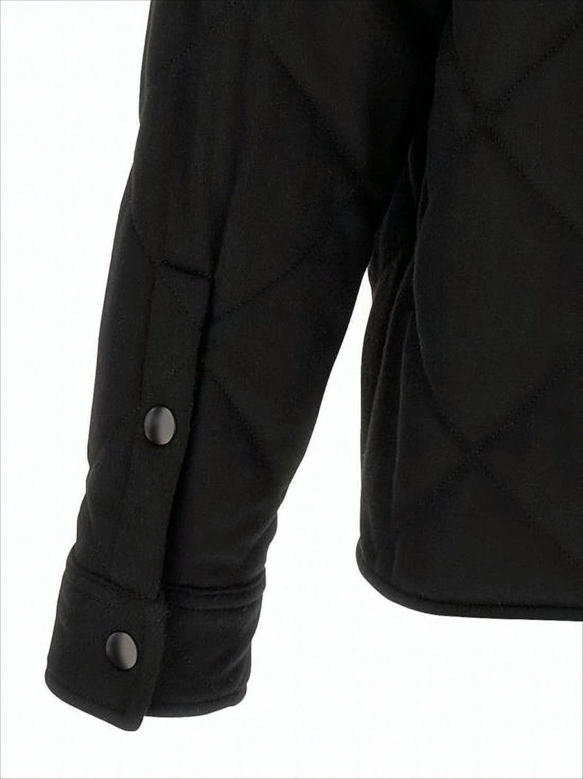 Prada Quilted Black Casual Jacket With Diamond-Stitched Design