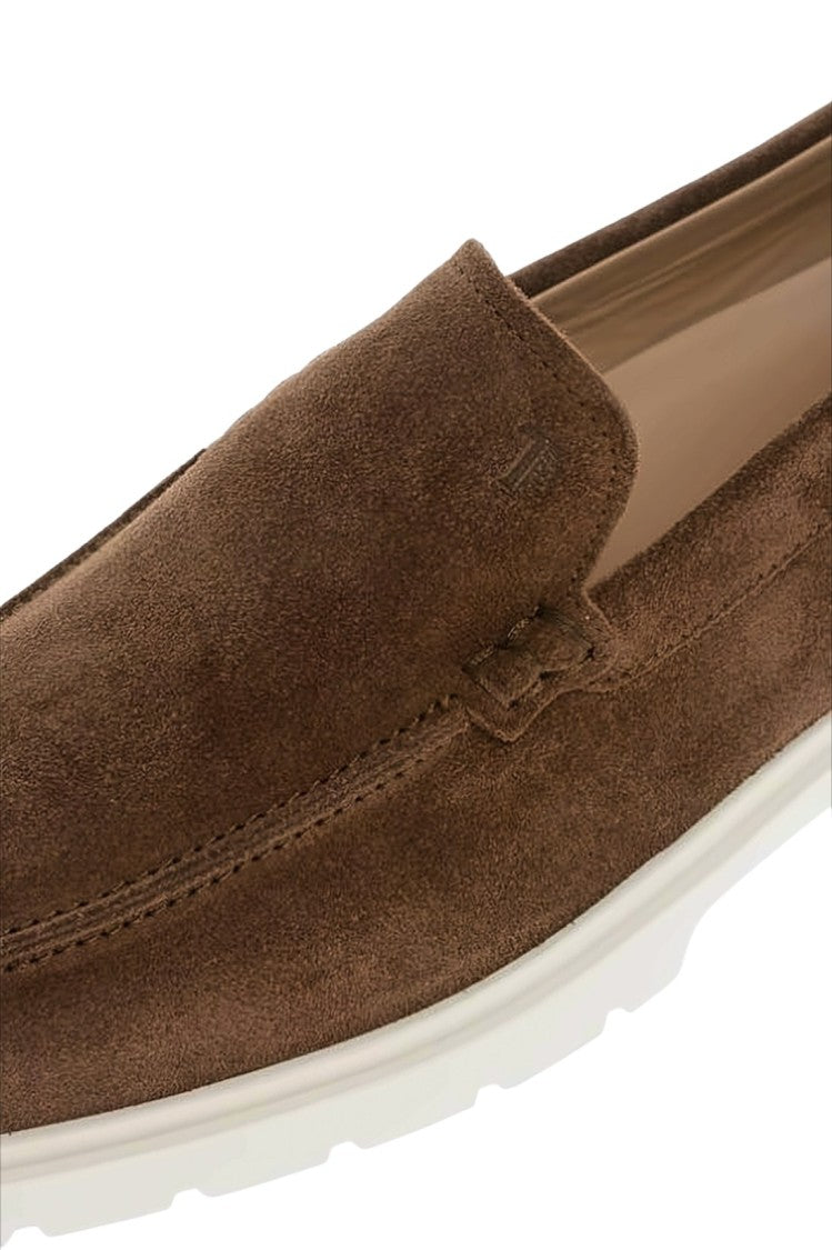 Tod's Suede Loafers With Textured Rubber Sole
