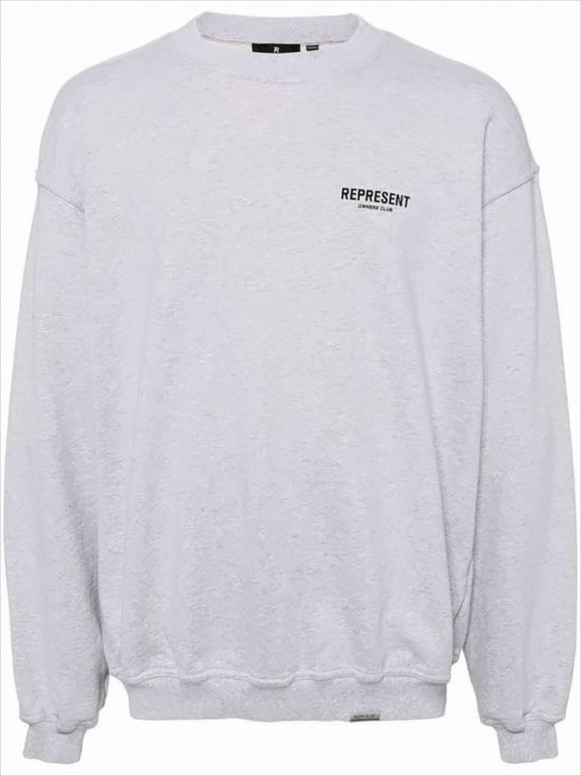 Represent Heathered Grey Long-Sleeve Sweatshirt With Printed Designs