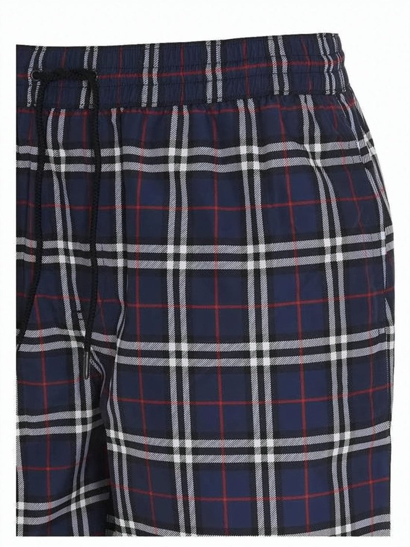 Burberry Checkered Swim Shorts With Adjustable Waistband And Side Pockets